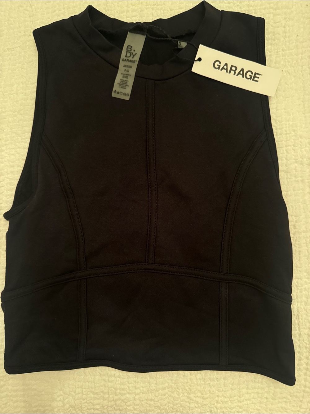 Garage Black Sleeveless Mock Neck Crop Tank